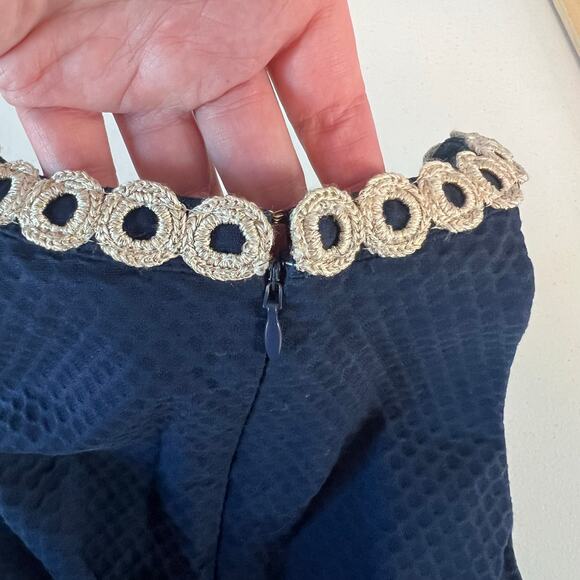 Lilly Pulitzer Sasha Shift Dress Women's Size 4 Navy Blue Metallic Gold - Picture 12 of 16